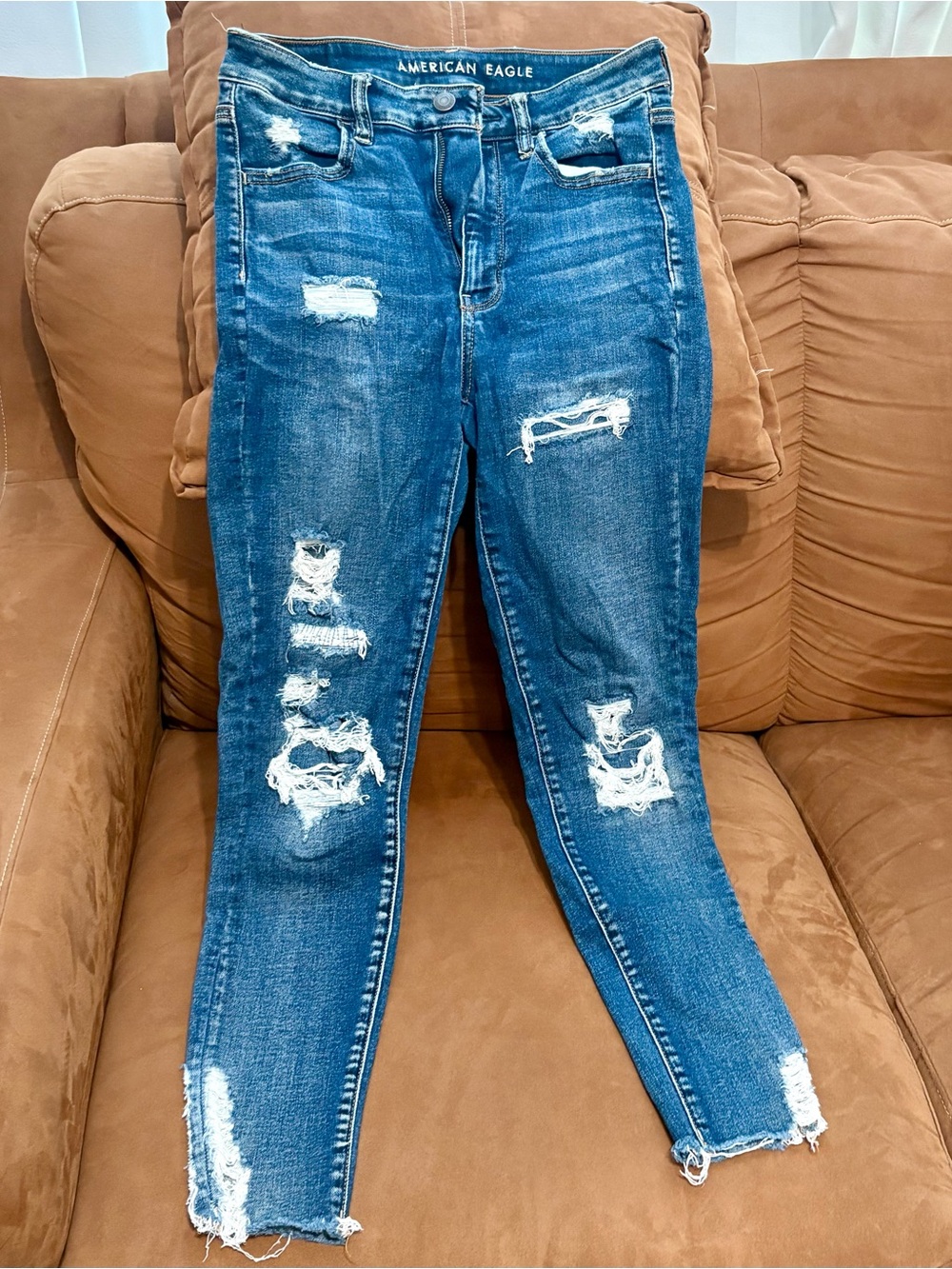 American Eagle Outfitters Distressed Blue Skinny Jeans